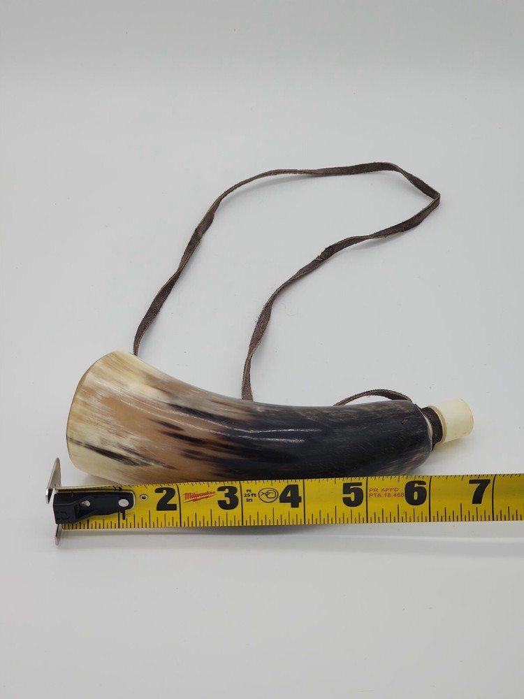 Vintage Steer Rustic Powder Horn 7"