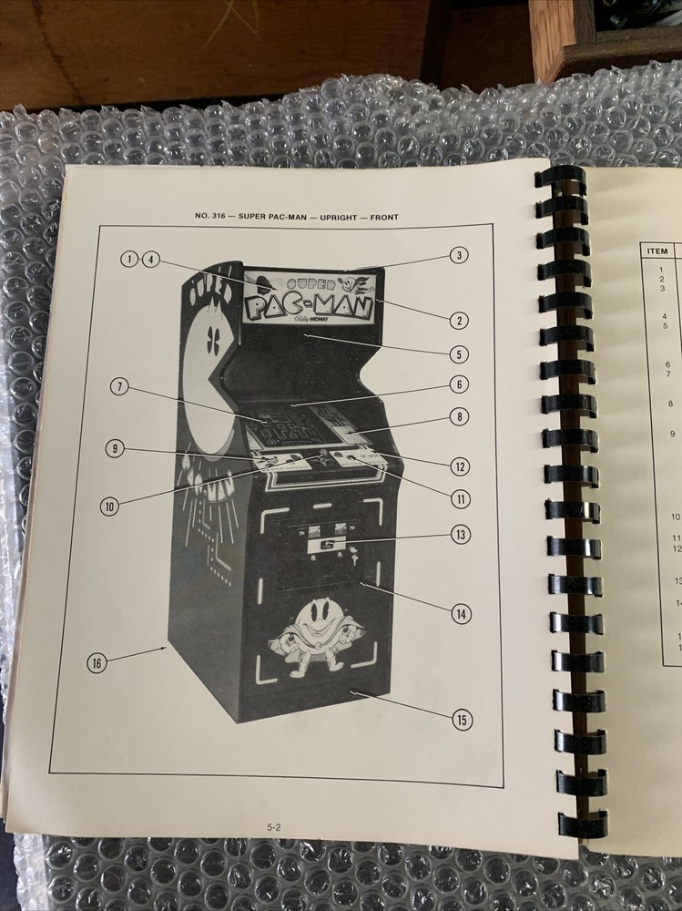 Original  ARCADE  GAME  owners manual Missing Cover Super Pac Man Midway￼