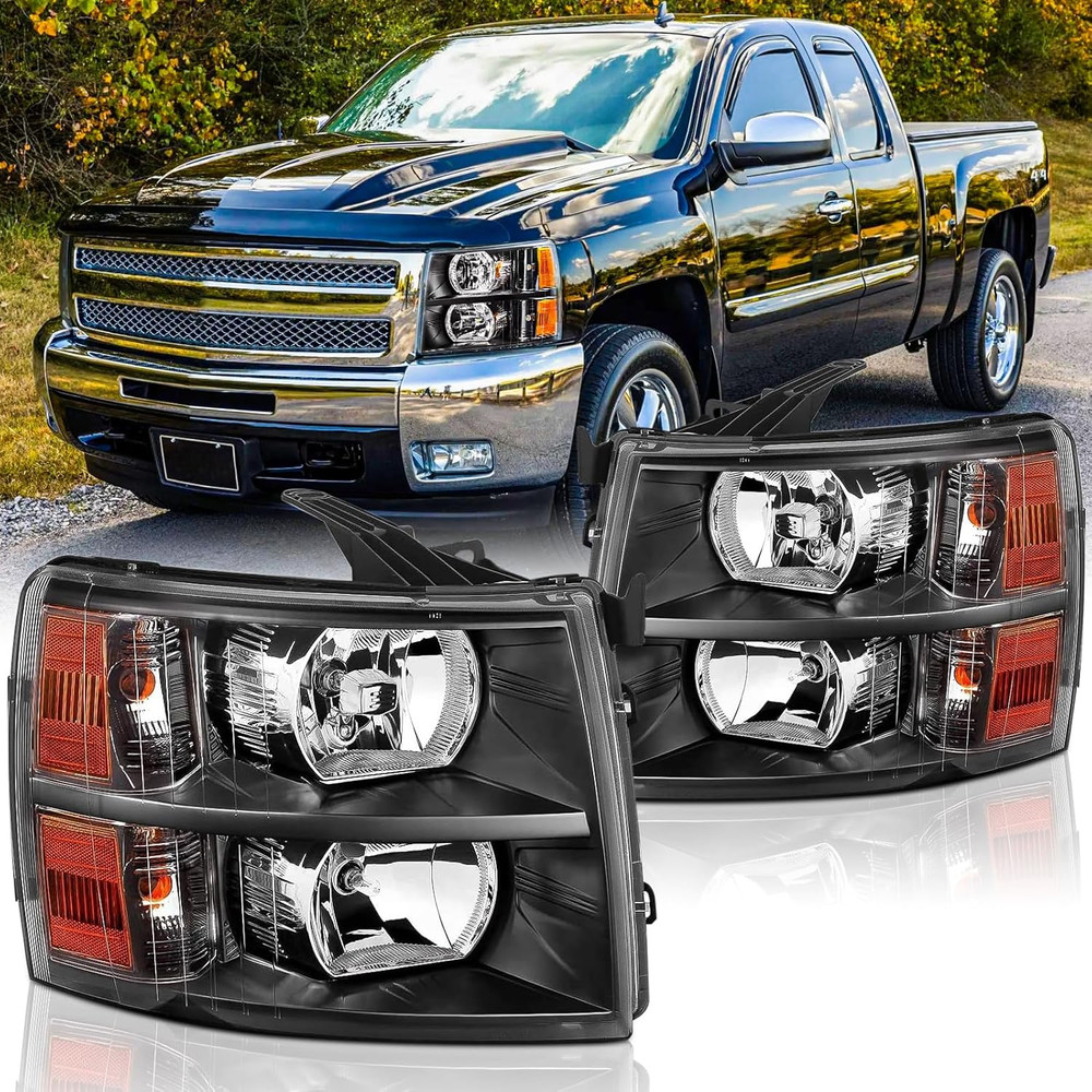Headlights Assembly Pair for 2007-2013 Chevy Silverado 1500/2007-2014 Chevy Silv