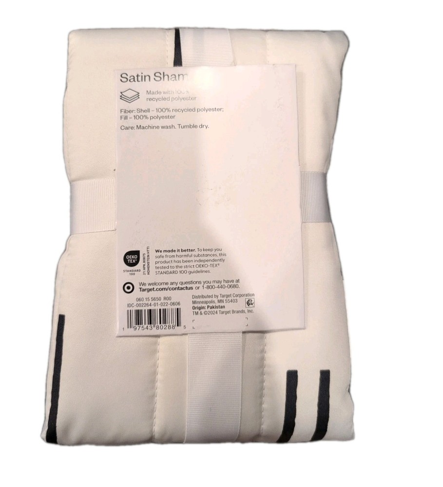 Room Essentials Standard Satin Sham White/ Black