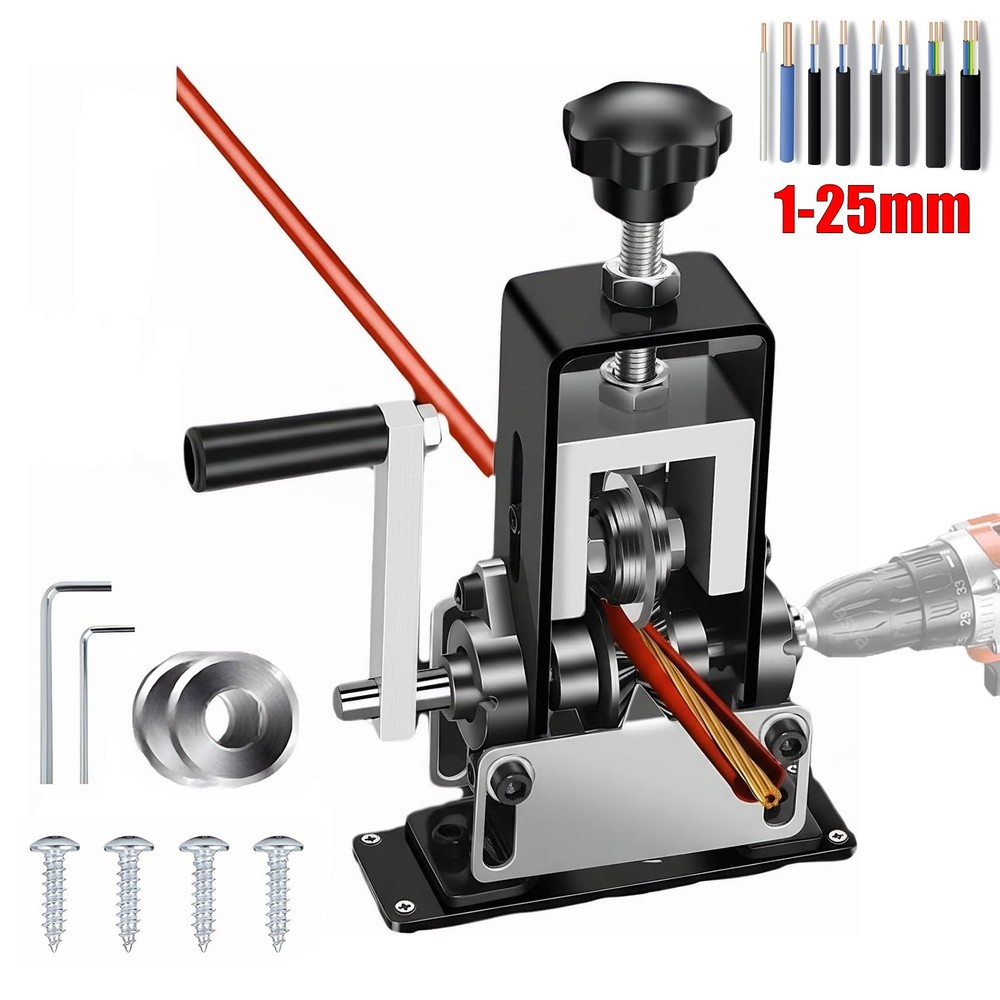 Manual Wire Stripping Machine Drill Powered Hand Crank Wire Stripper Tool 1-25MM