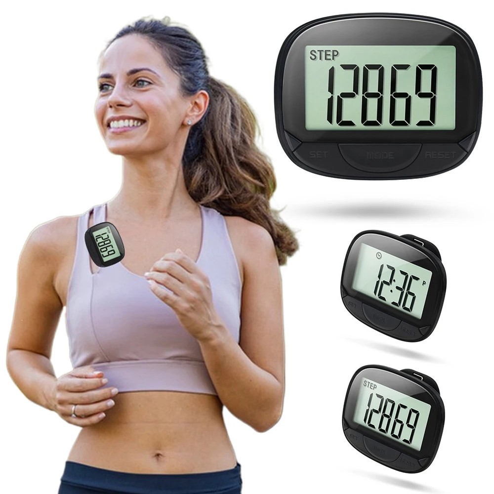 Clip-On Pedometer Electronic Large Screen Simple Step Tracker Multifunctional