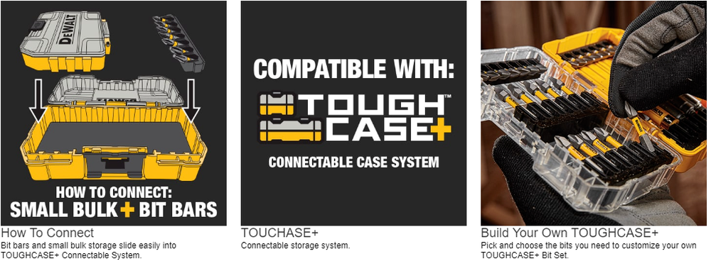 2 DEWALT Tough Case Drill Bit Tip Storage Organizer STACKABLE INTERLOCKING