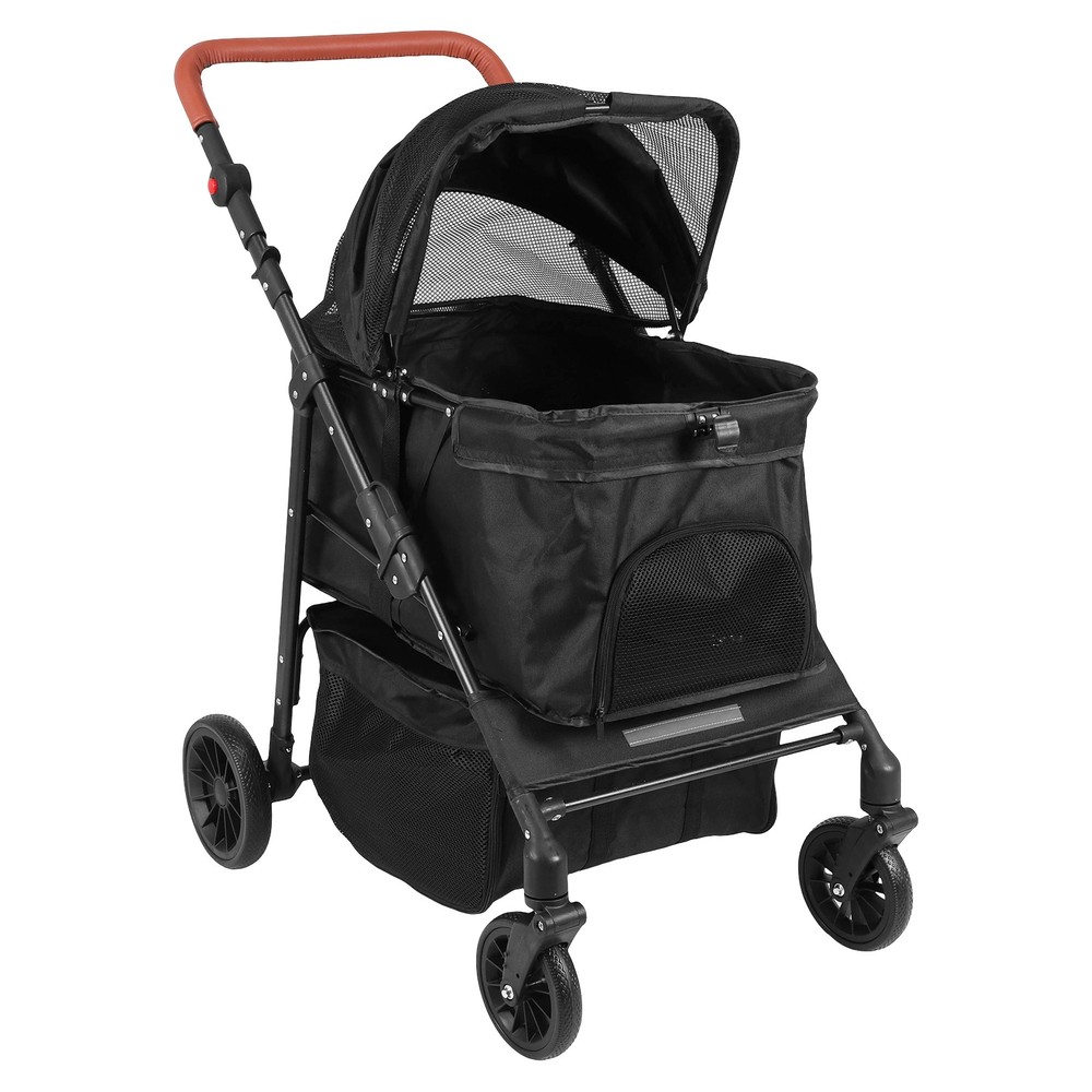 Pet Stroller Adjustable Handle Smooth-Ride Dog Stroller for Small & Medium Dogs