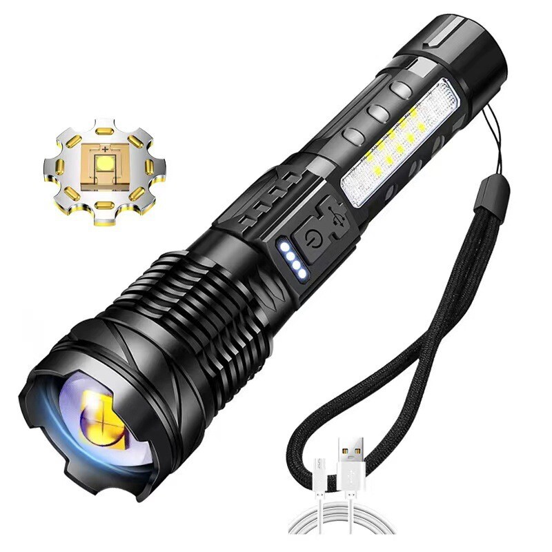 1000000 Lumens Rechargeable Super Bright LED Tactical Flashlight LED Work Light