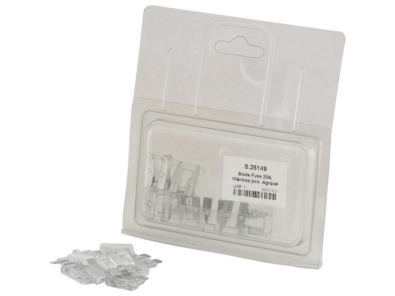 25A Blade Fuses - 10 Pack - White Clear Snap Pack for Various Uses