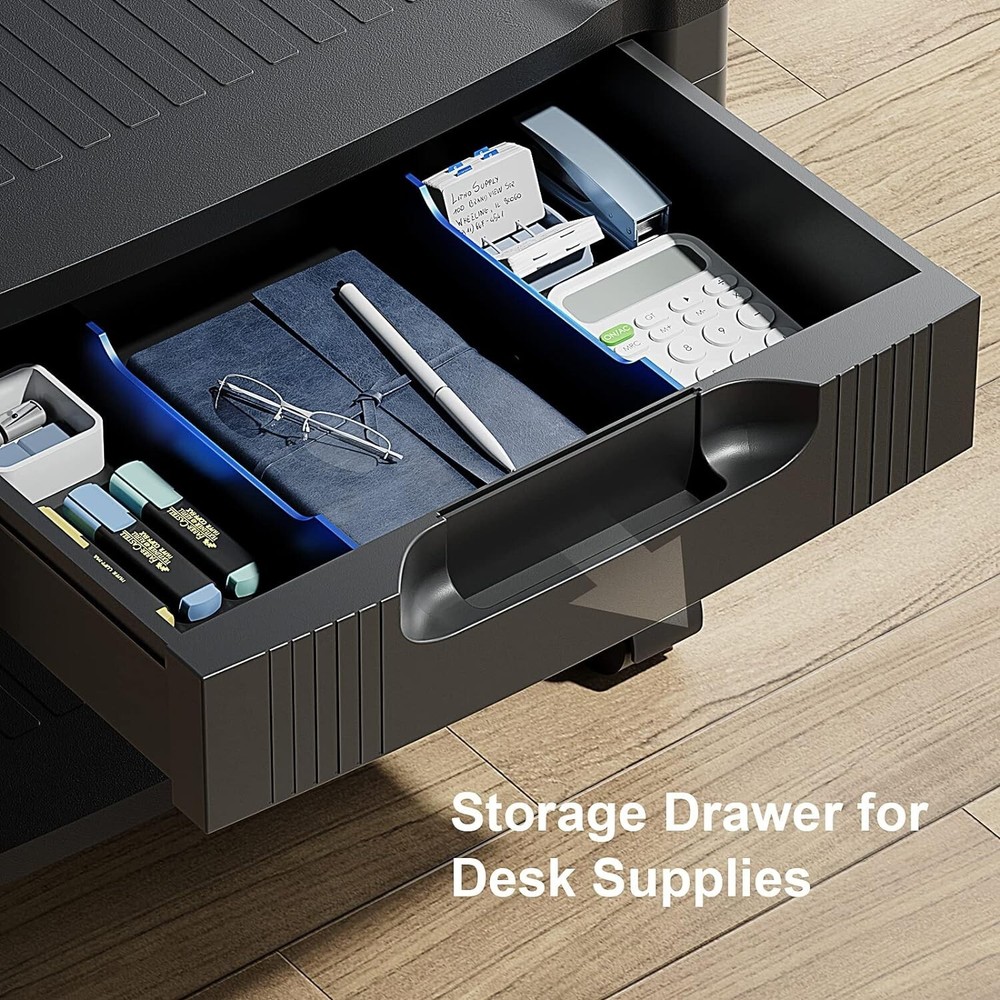 Versatile Printer Table with 2-Tier Storage & Easy Mobility on Locking Wheels