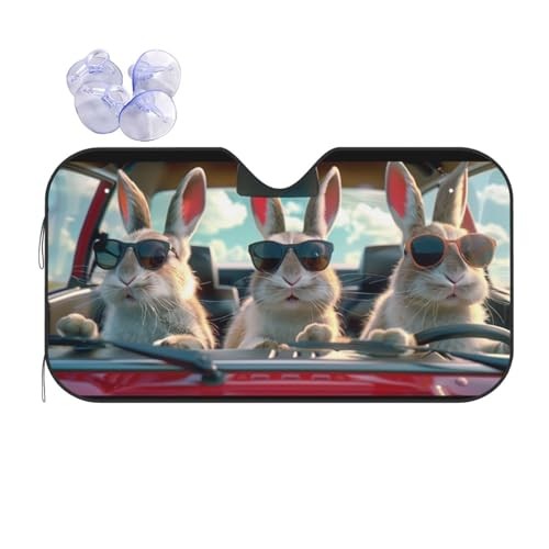 Windshield Sun Shade Cute Rabbit Bunny Drivers Foldable Car Windshield Small