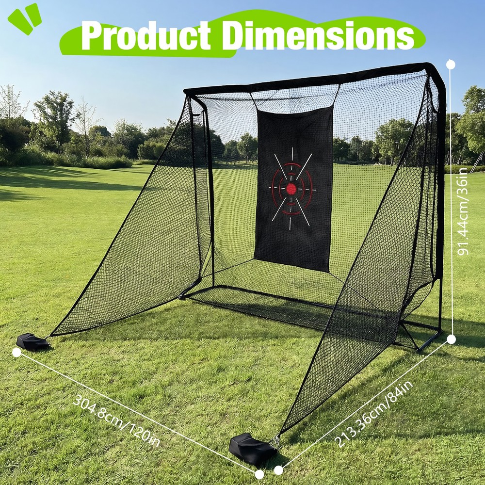 Golf Net 10x7ft Golf Enclosure Net with Side Barriers & Target Cloth