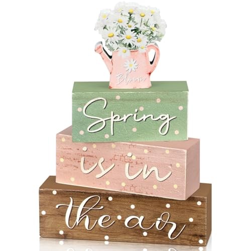 4 Pcs Spring Daisy Table Decorations Spring Tiered Tray Decor Daisy Wooden