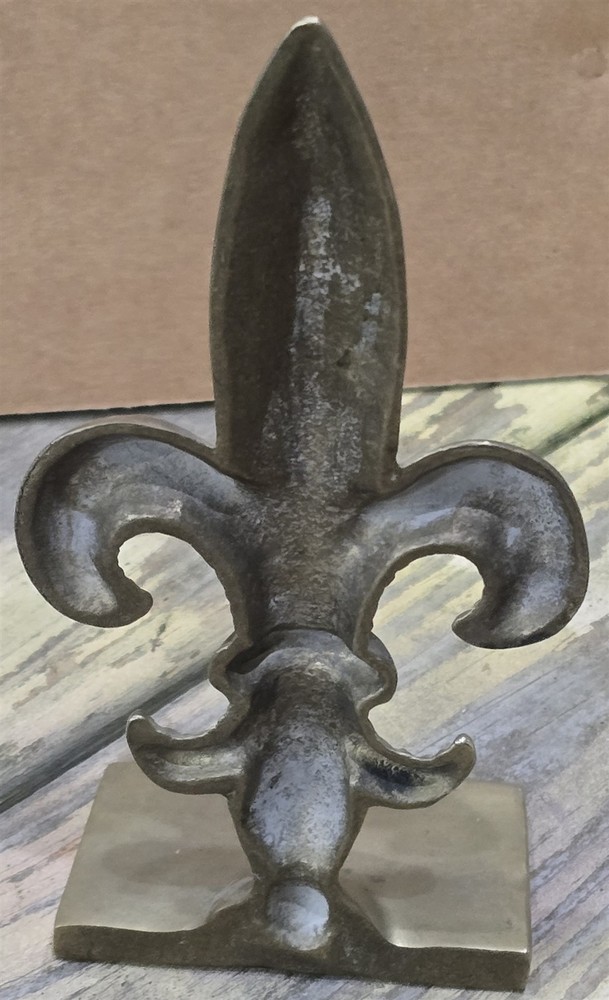 Vintage Solid Brass Fleur Di Lis Bookend Book End Nice Patina