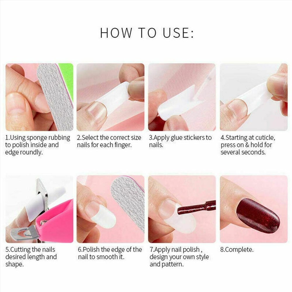 Flexible Practice Training Fake Hand Model Display & 100Pcs Full False Nail Tips