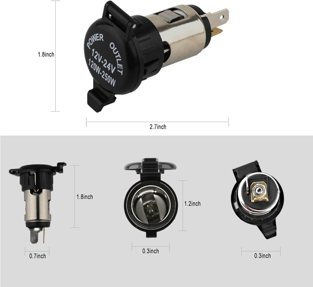 2 Pack Cigarette Lighter Socket, 12V Waterproof Power Outlet Replacement Plu