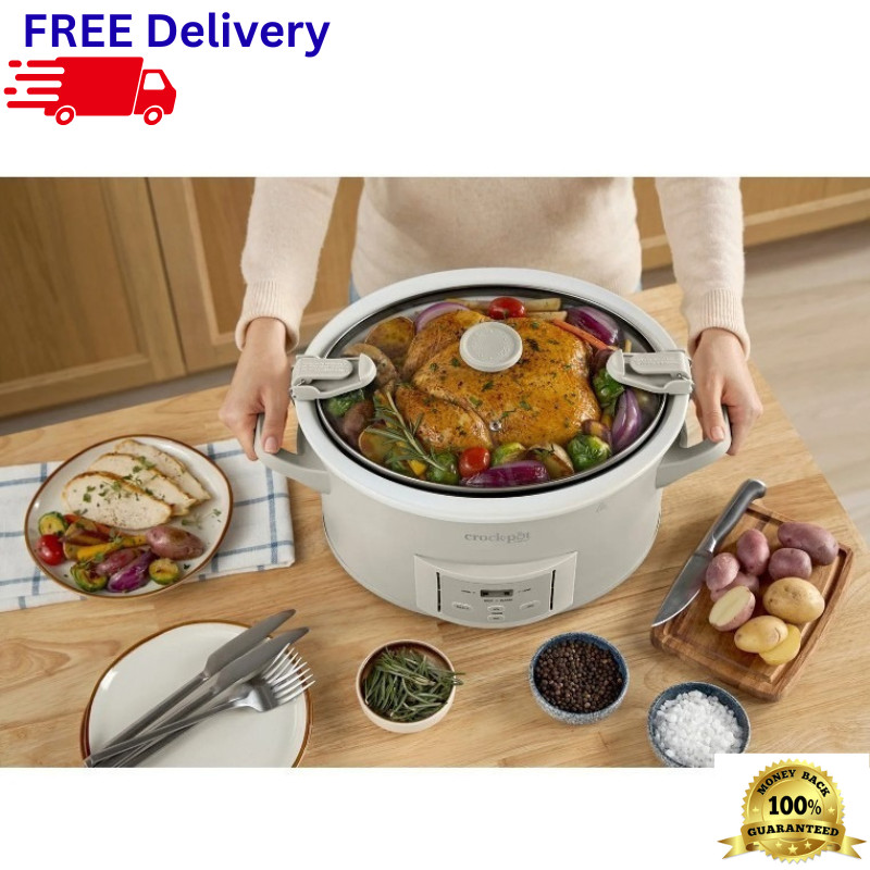 7-Quart Design Series Slow Cooker Programmable Cook & Carry Locking Lid Oat Milk