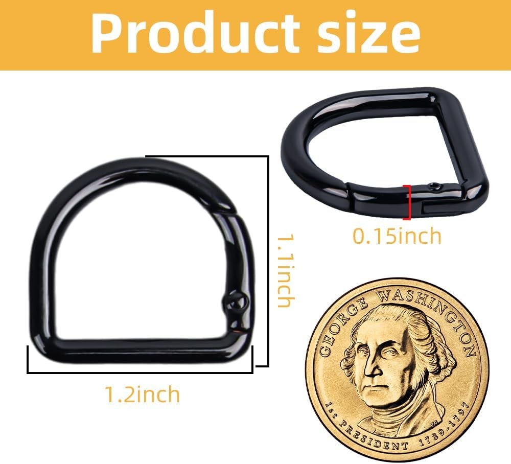Small Carabiner Clips 10Pcs Spring D Rings Snap Hook black