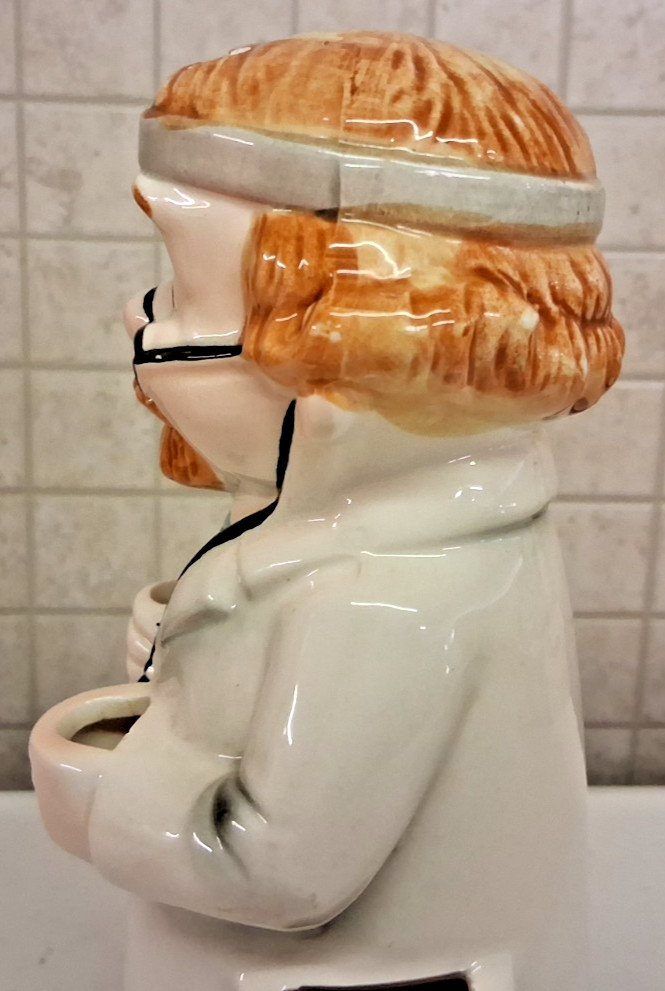 Vintage Cereamic Doctor Themed Bartender Caddy With Bartending Tools