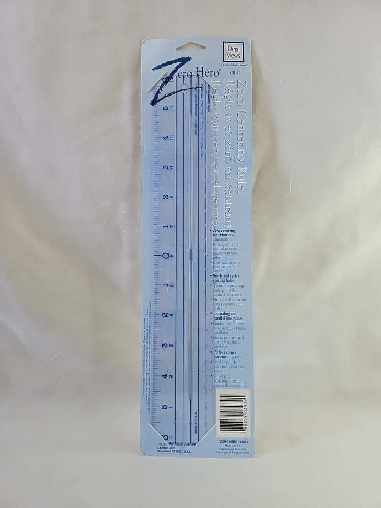 Zero Hero CR-12 Plastic Ruler 12"-Zero Centering Clear  2004 Deja Views C-Thru
