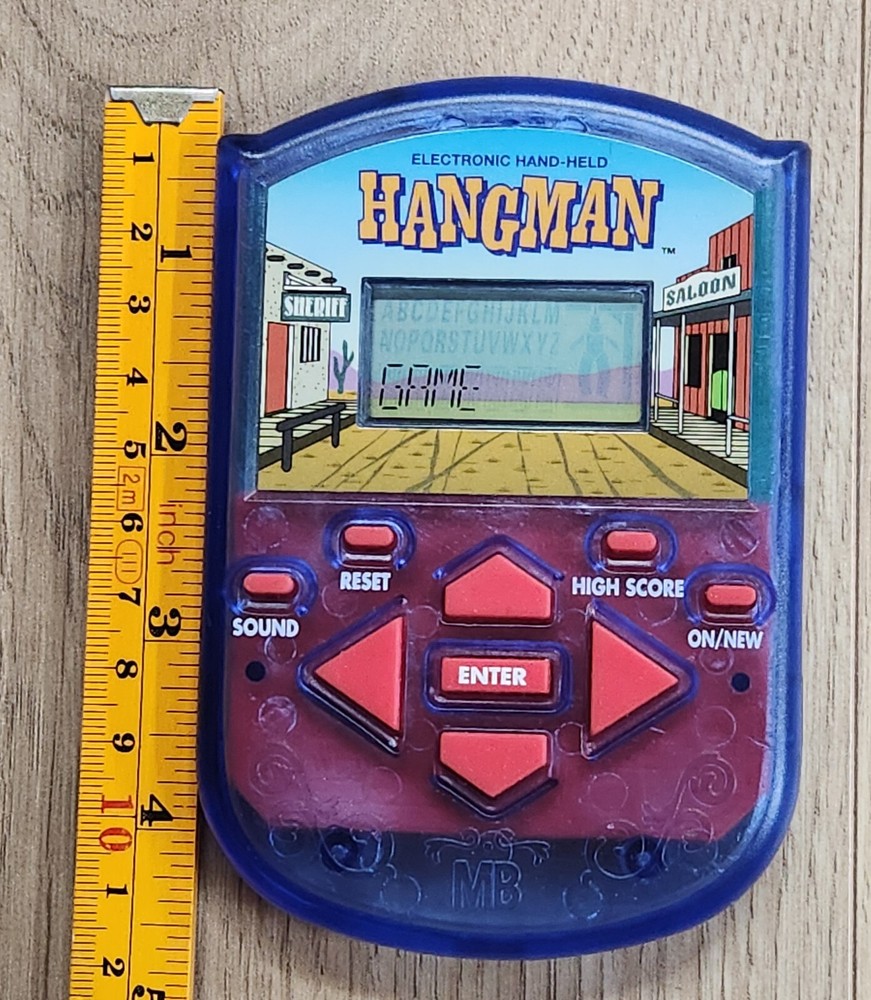 HANGMAN Milton Bradley 1995 Electronic Handheld/Pocket Game, Tested Works Great