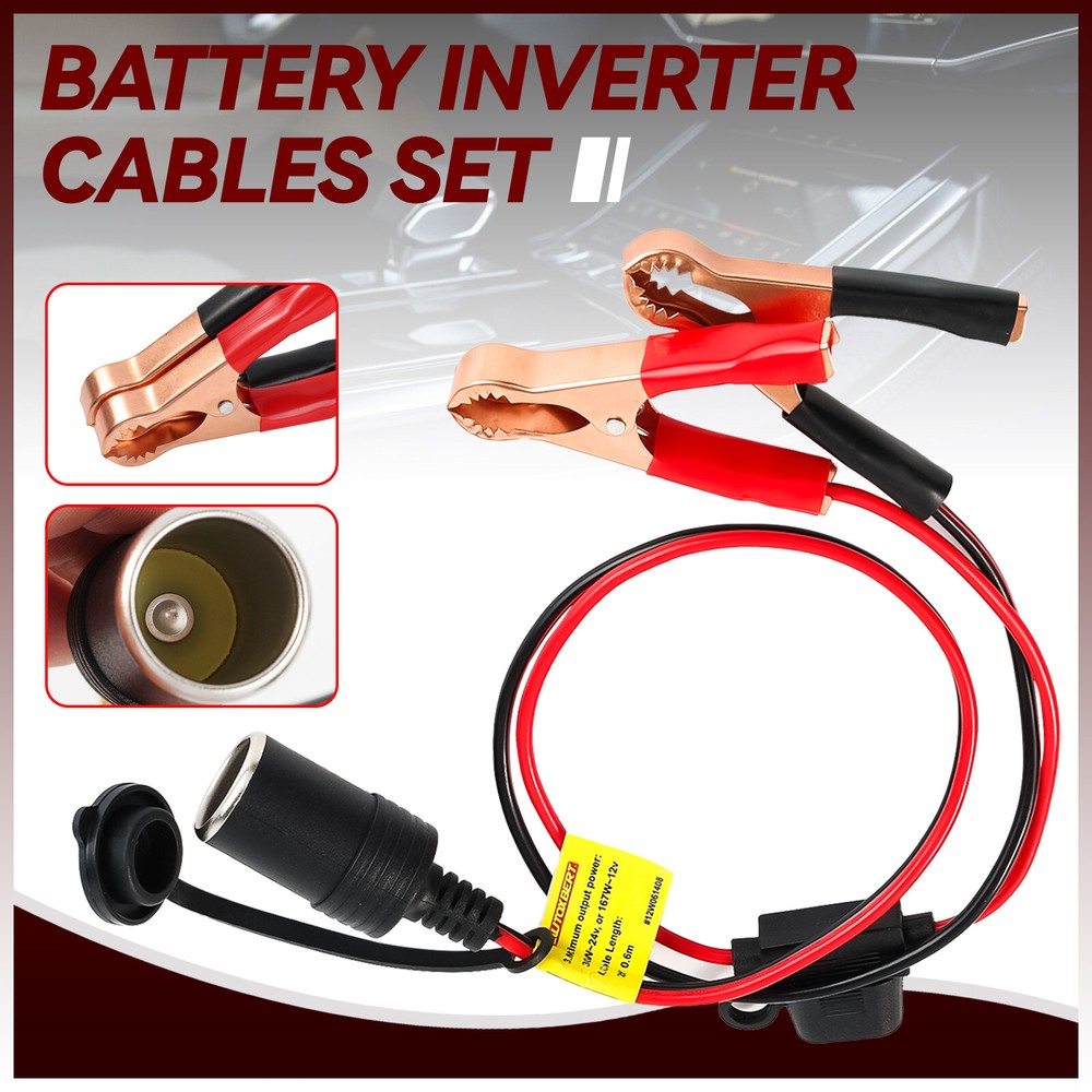 Cigarette Lighter Extension Cable Car Battery Alligator Clip Socket Adapter 2ft