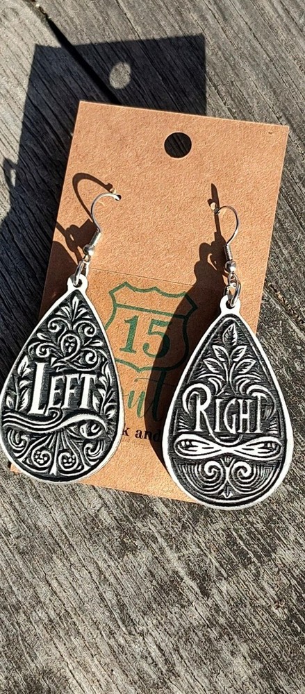 Right and left teardrop dangle earrings