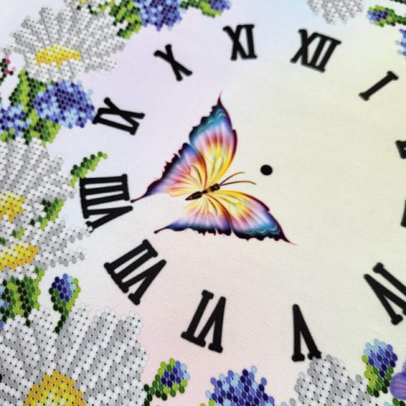 Clock Bead Embroidery Scheme on Canvas DIY Stamped Printed Pattern clock 006