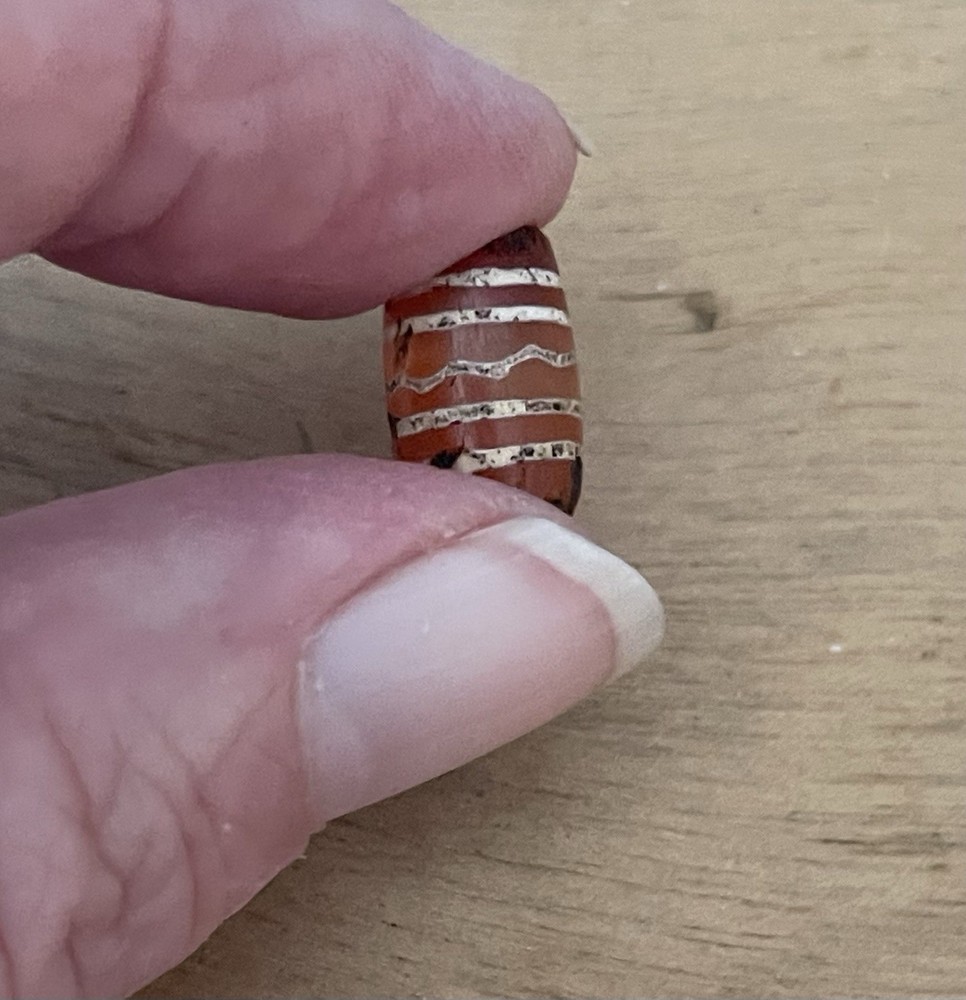 Ancient Pyu Culture Etched Agate Barrel Bead