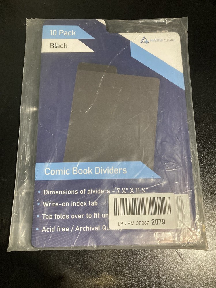 10 Pack Comic Book Dividers, Black~NEW