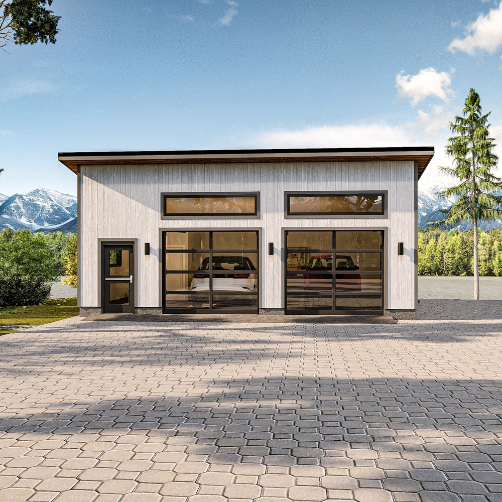 Modern Two-Car Garage plan with Storage | Detached Garage Blueprint