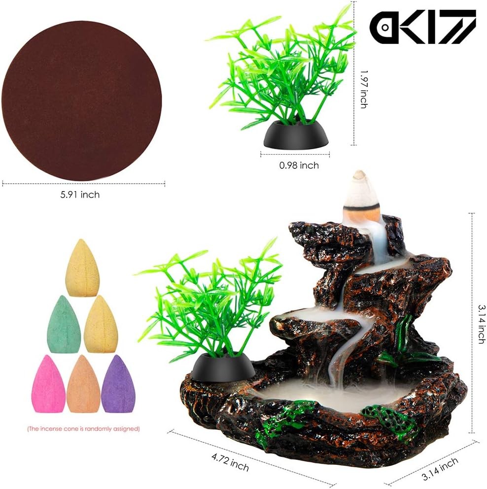 DK177 Incense Holder Waterfall Burner Ceramic Backflow Zen C
