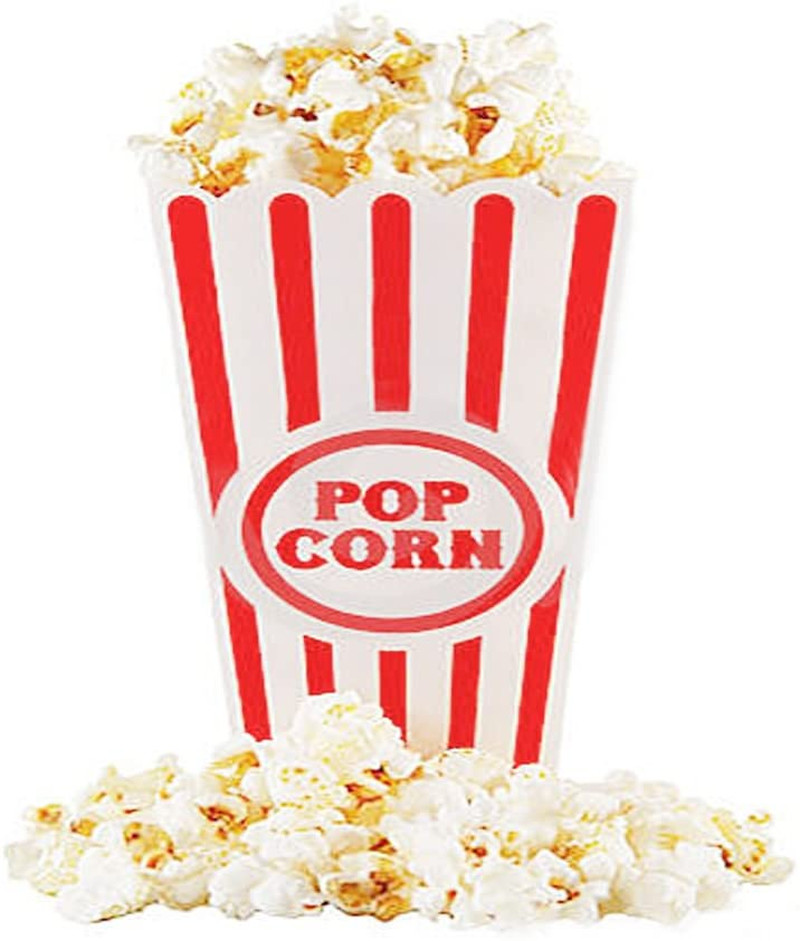 Reusable Plastic Popcorn Containers 4 Pack 7.8" Red White Striped Popcorn Boxes