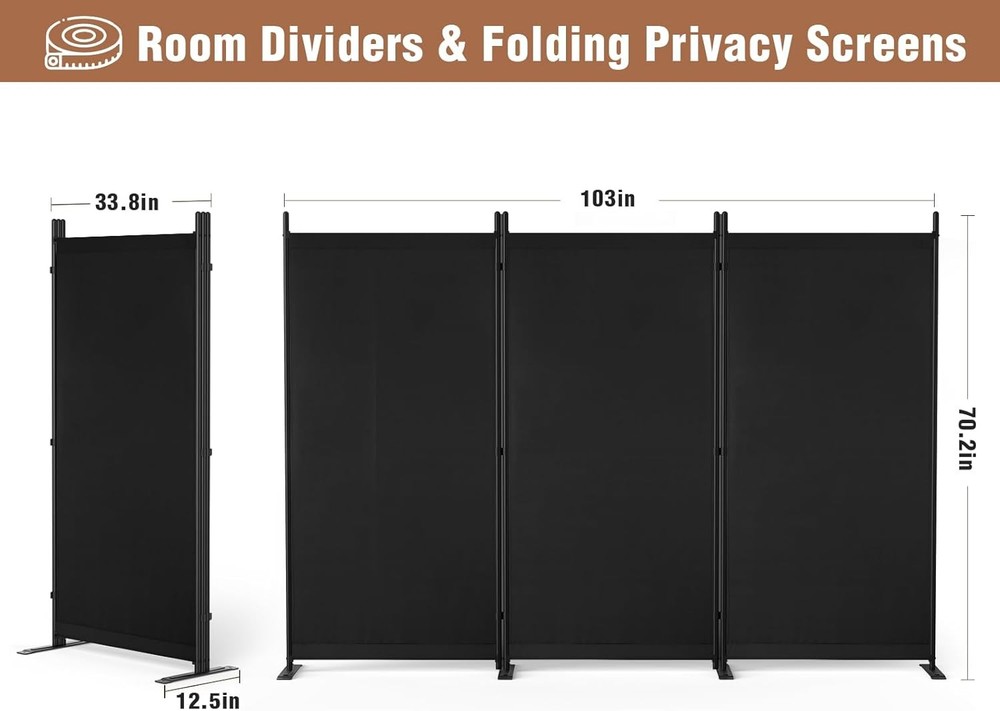 6FT 3 Panel Room Divider Foldable Privacy Screen Decor. for School Home Office