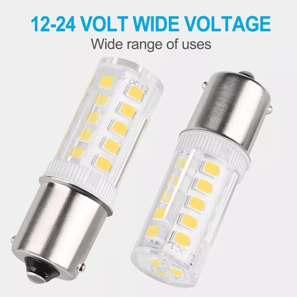 4-Pack 1156 LED Bulbs 12V/24V, Daylight White 6000K for RV and Marine Use