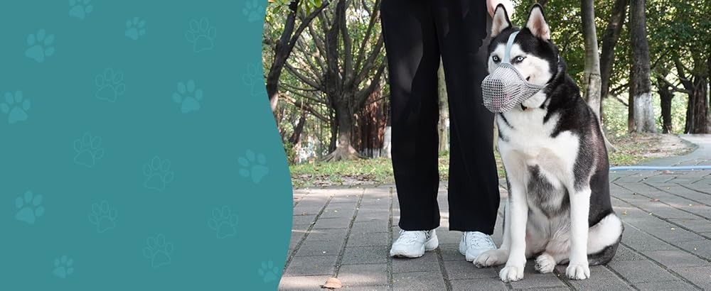 Dog Muzzle, Patented Mesh Muzzles for Small Medium Lar Dogs,