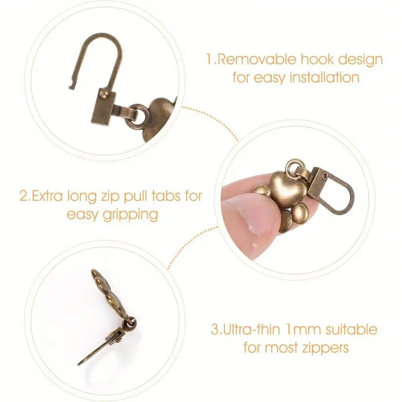 5PCS Detachable Zipper Pull Replacement Zippers Pull Tabs Zipper Sliders Repair