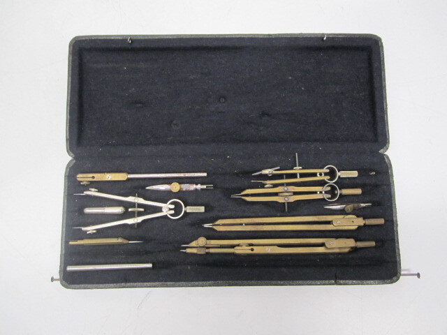 Vtg Antique Präcision Precision Drafting Technical Drawing Tool Set Lot & Case