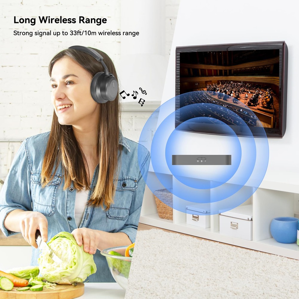 Auracast Bluetooth 5.4 Transmitter for TV, 96K/24bit Wireless Adapter with Op...