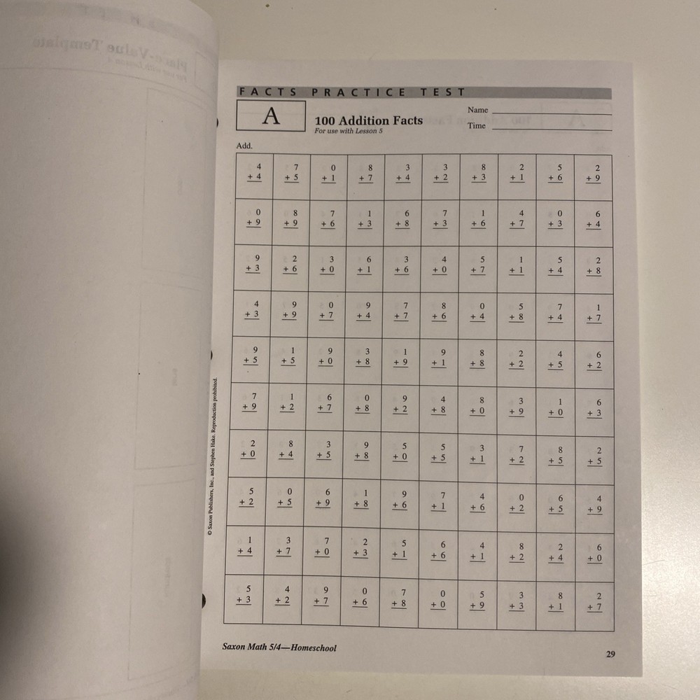 Saxon Math 5/4 : Tests and Worksheets Stephen, Saxon, No Writing
