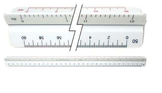 12" ENGINEERS SCALE RULER PRINTED IN 3 COLORS ART DRAWING DRAFTING ENGINEERING