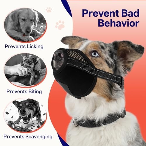 2 Pack Adjustable Dog Muzzle for Large Dogs - Breathable Soft Mesh, Anti-Biting,