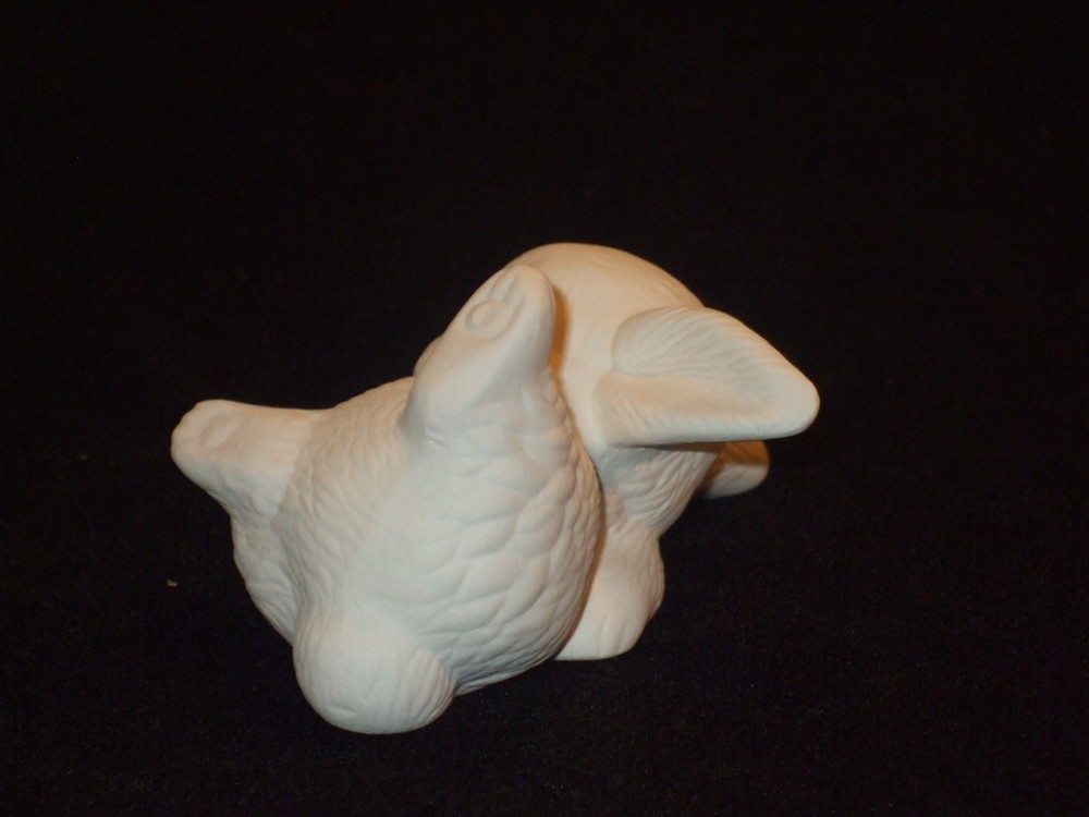 Bunny Rabbit on Back - Ceramic Bisque Ready to Paint