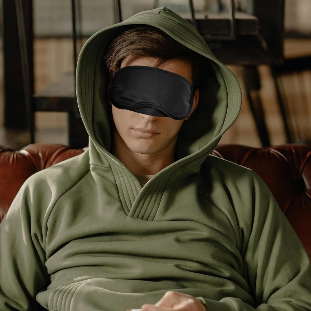4 Pcs Solid Black Sleep Masks with Adjustable Straps - Perfect for Napping