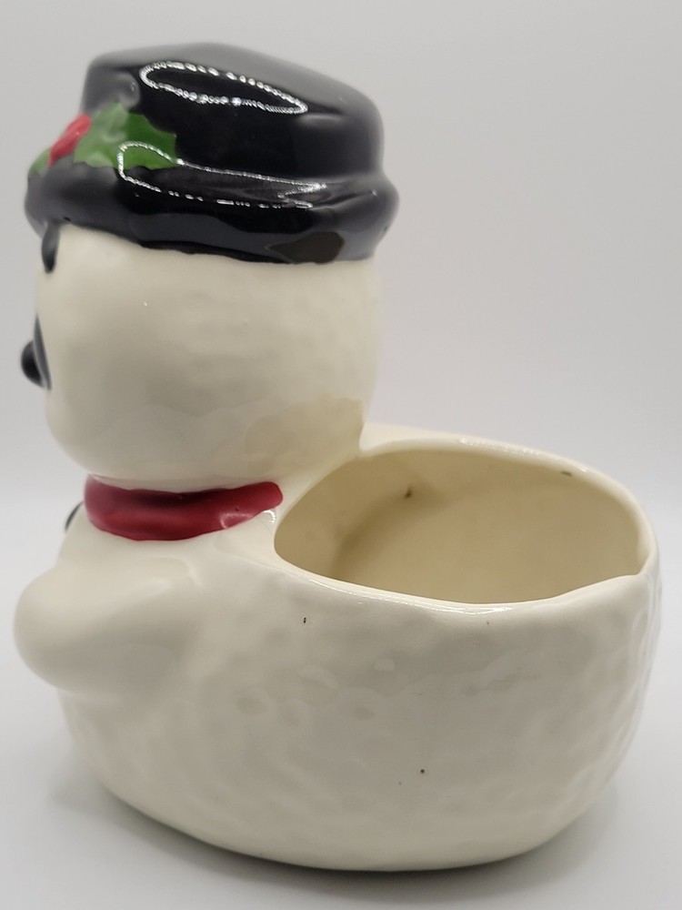 Christmas Snowman Ceramic Planter Holiday Decor