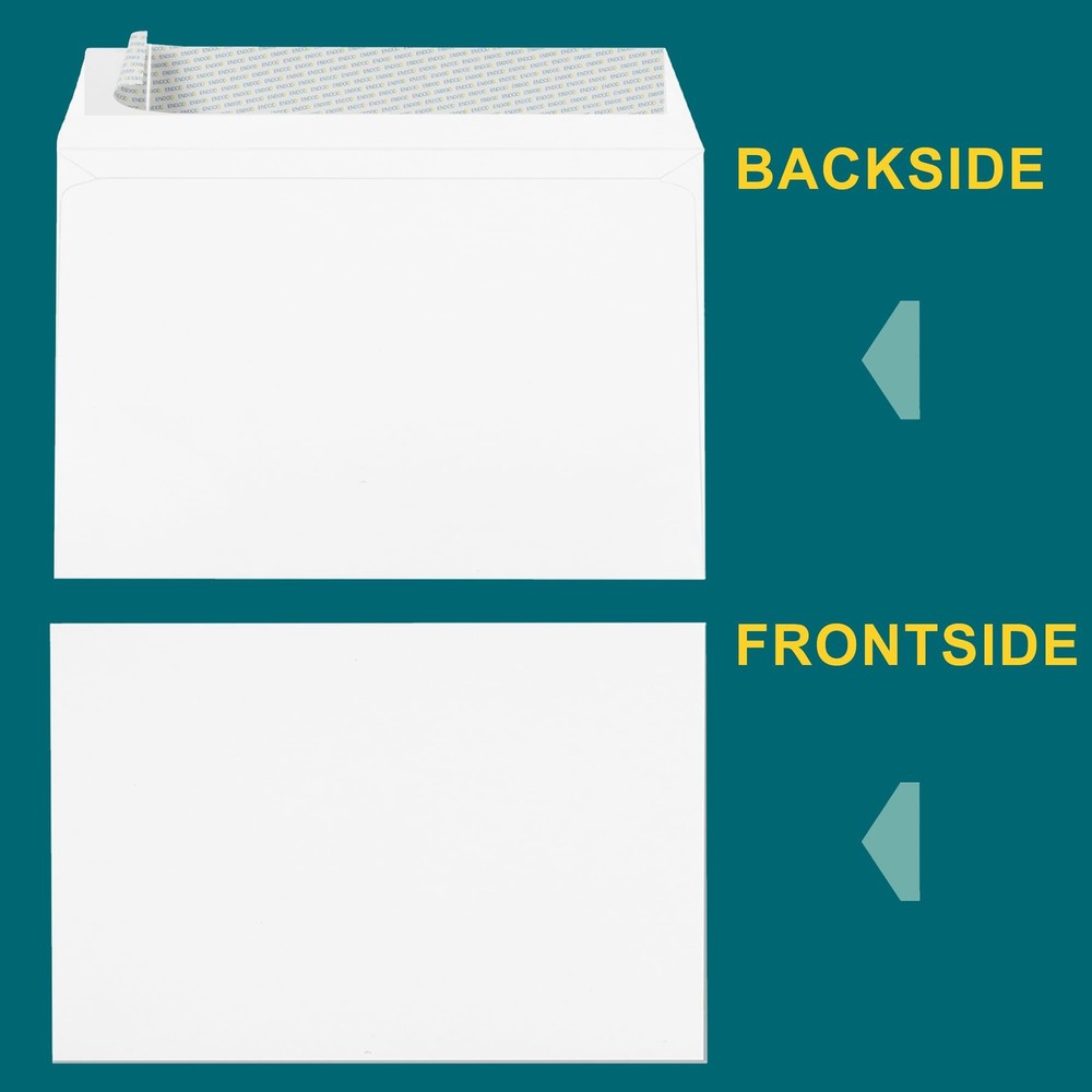 6x9 Open-Side Envelopes - 15 Pack - White, Self-Seal, Peel & 6 x 9, White