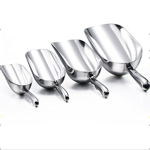 Ice Cube Scoop Cast Aluminum Shovel Scoops Multipurpose Kitchen 24 OZ, Silver
