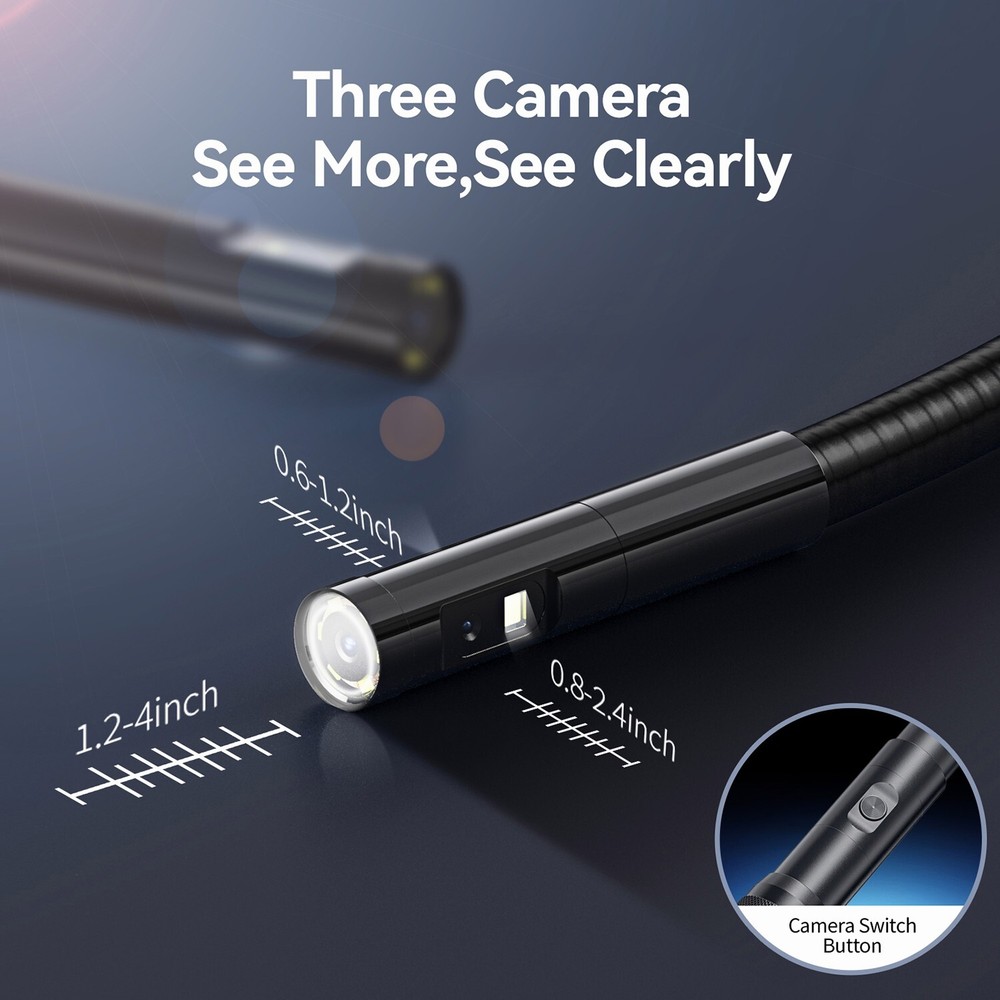 Triple Lens Borescope Inspection Camera Teslong Digital Video Scope Camera 16ft