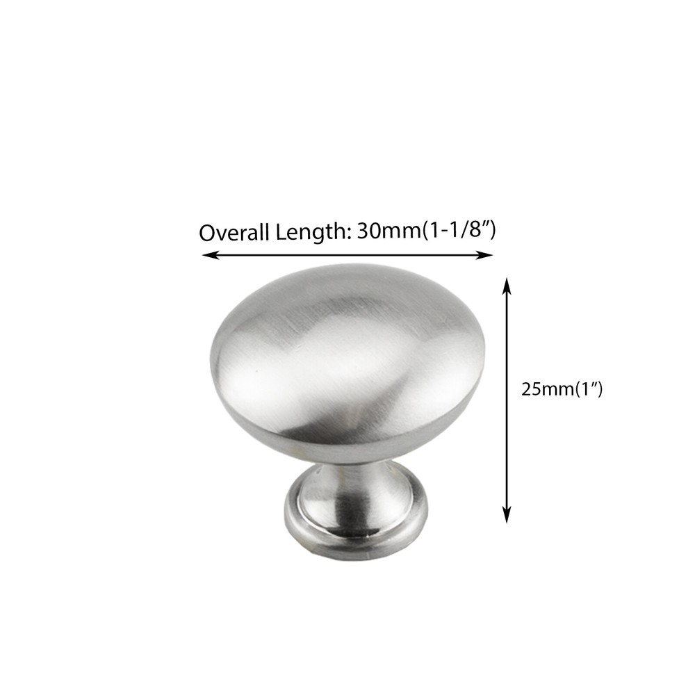 Solid Steel Mushroom Knob Pull Brushed Nickel Kitchen Bath Door Cabinet Handle