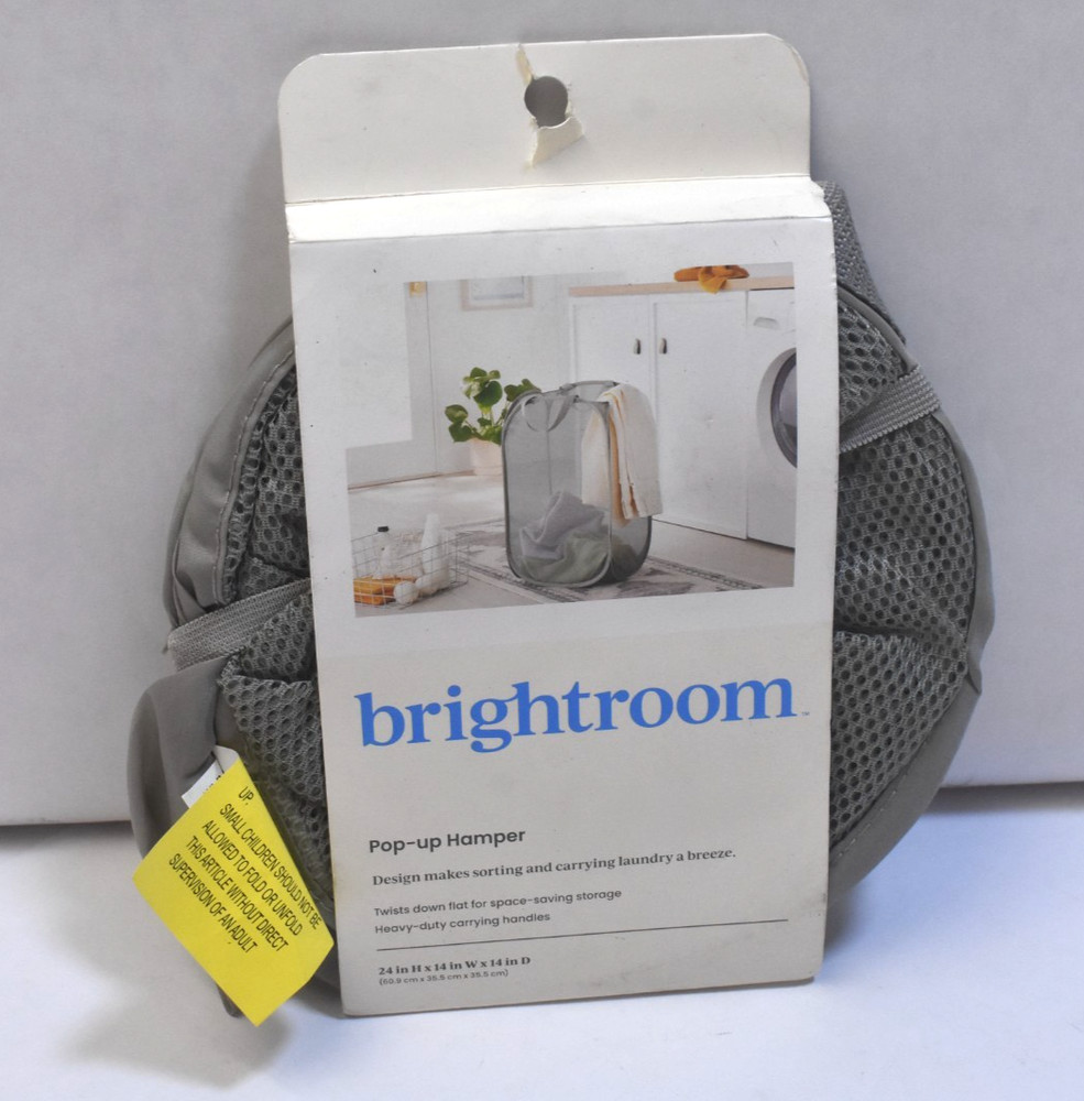 Brightroom Collapsible Pop up Hamper Laundry Basket Foldable Divided Gray