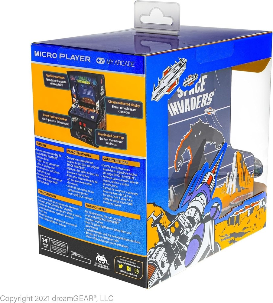 Space Invaders Mini Arcade Machine - 6.75" LED Screen, Fully Playable Retro Game