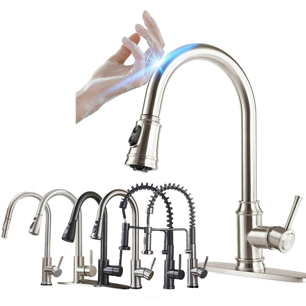 Sensor Touch on Kitchen Sink Faucet Pull Down Swivel Mixer Tap Deck Mounted