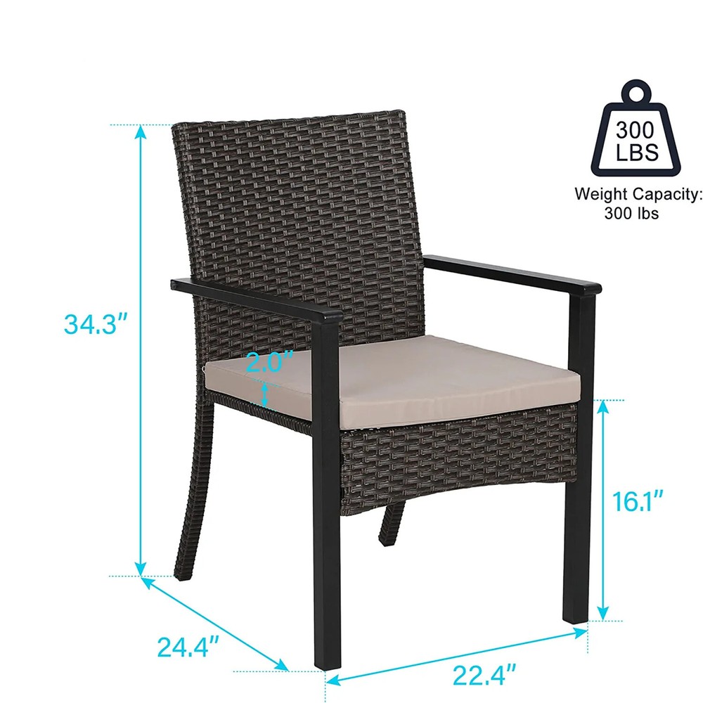 Outdoor Dining Set with Umbrella Rattan Chairs Rectangular Table for 6 Person